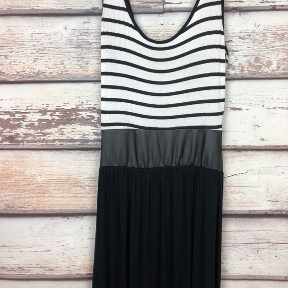 Vintage mix media striped knit leather maxi dress - Picture 2 of 7